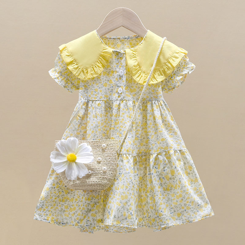 Summer Clothing Teen Girls - 2PCS Summer Yellow Floral Child Little