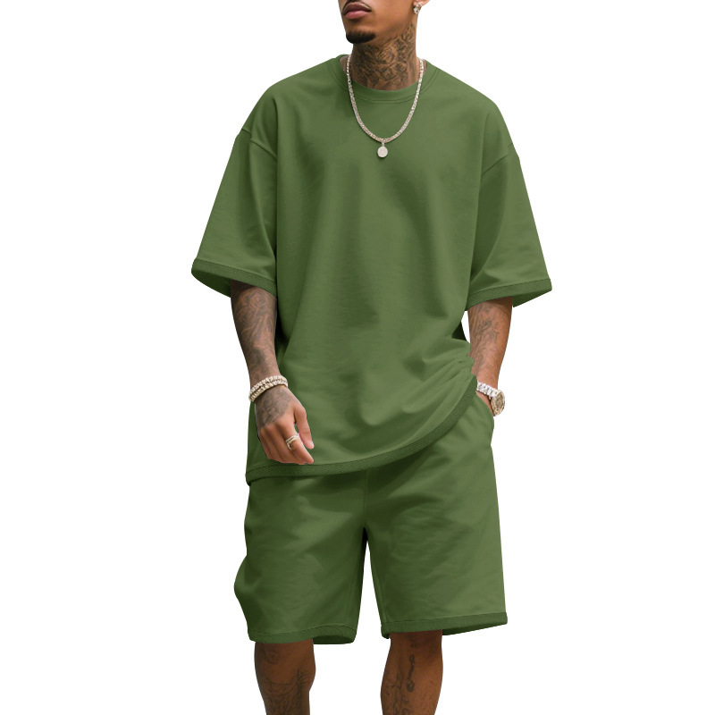 Men's Casual Two Piece Set Sum - Summer Clothing For Young Men 评论和价格