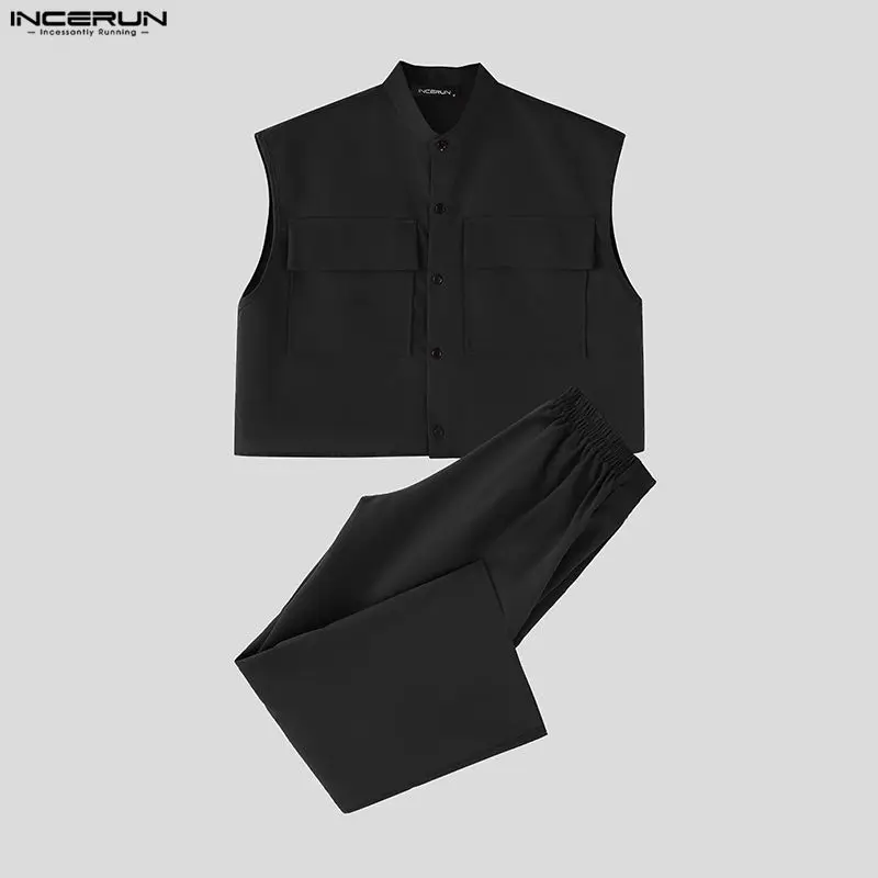 INCERUN Men Sets Solid Sleevel - Summer Clothing Men Fashion 评论和价格