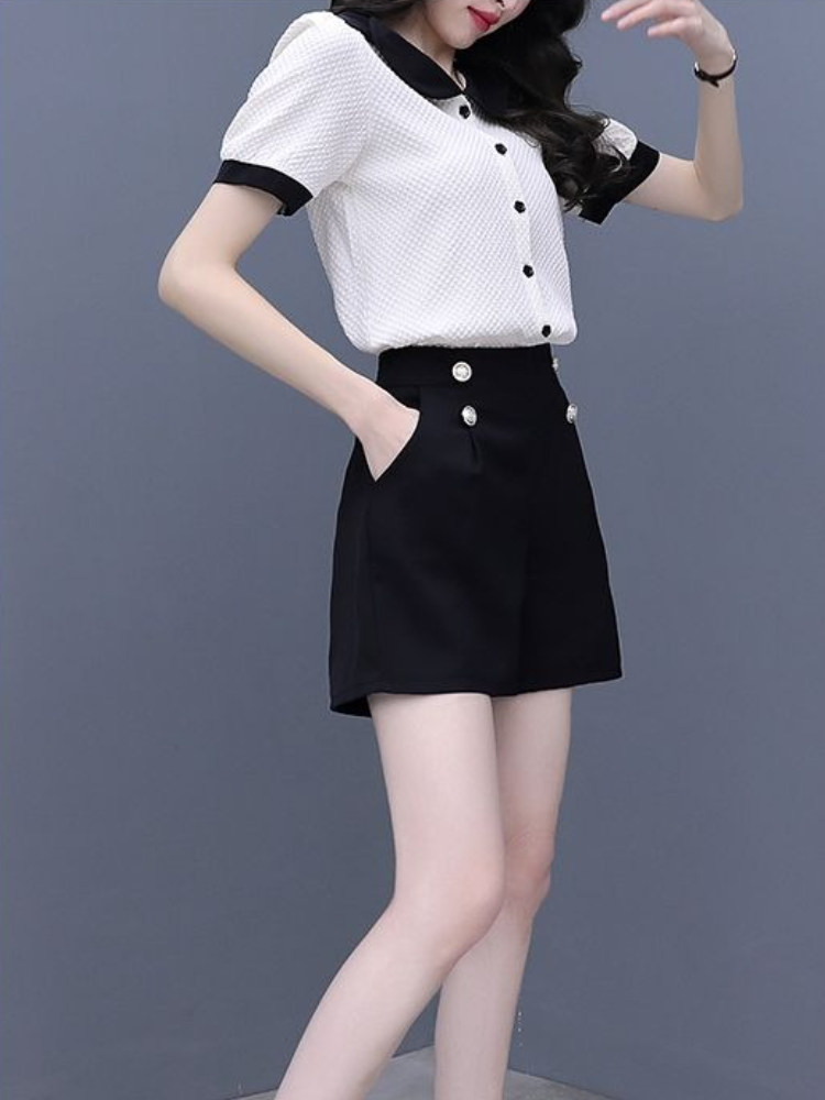 Contrast Color Button Short Se - Summer Clothing Trends 2025 Women'S 评论和价格