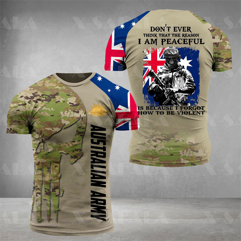 Australia Flag Skull Graphic T - Summer Clothing Australia 评论和价格