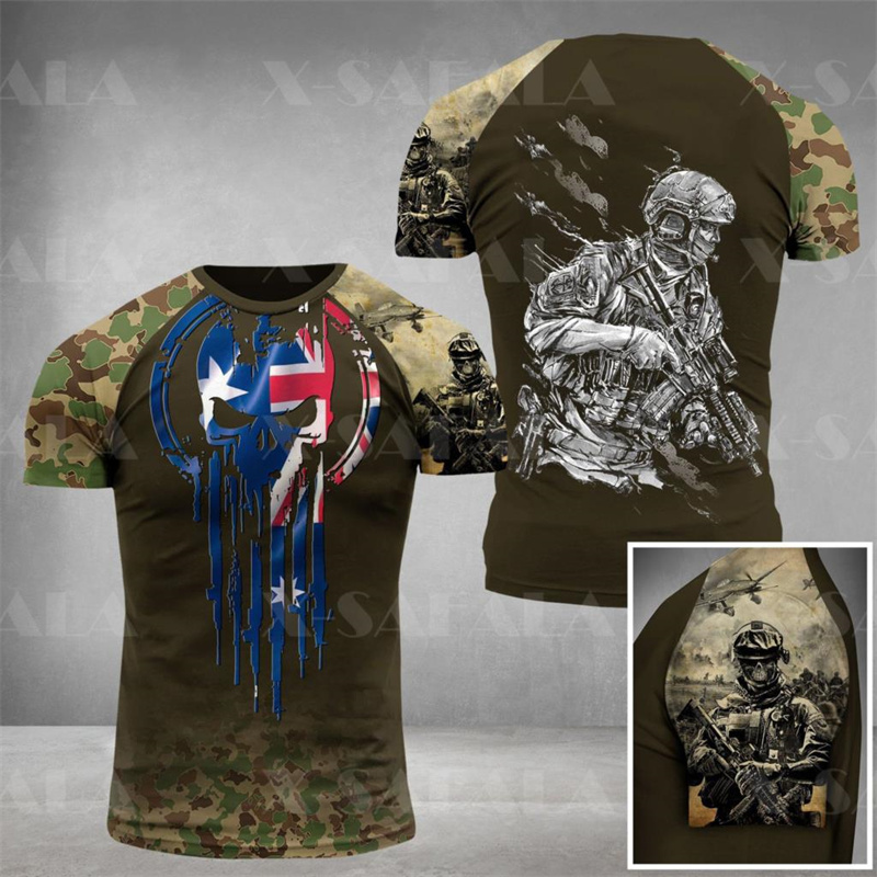 Australia Flag Skull Graphic T - Summer Clothing Australia 评论和价格