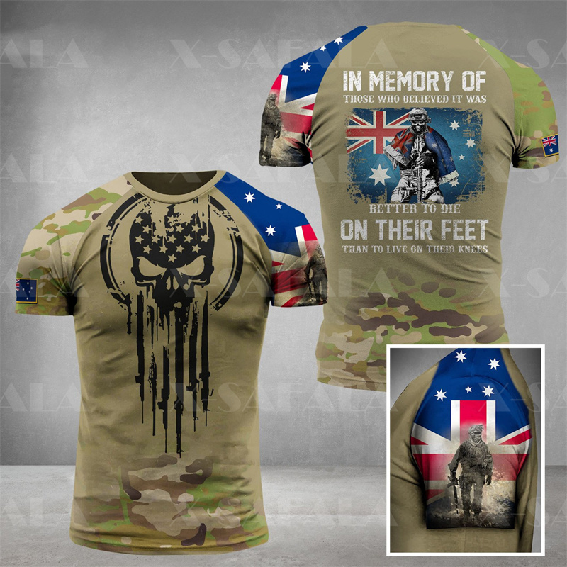 Australia Flag Skull Graphic T - Summer Clothing Australia 评论和价格