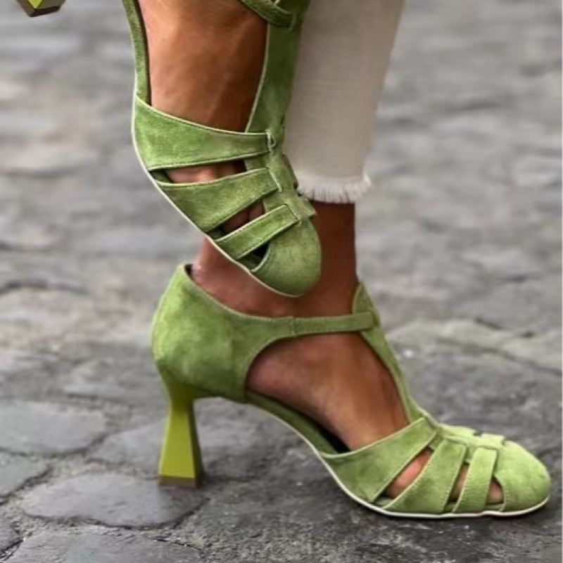 Women's Green Suede Kitten Hee - Summer Clothing Offers 评论和价格