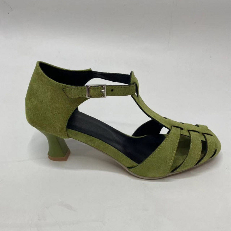 Women's Green Suede Kitten Hee - Summer Clothing Offers 评论和价格