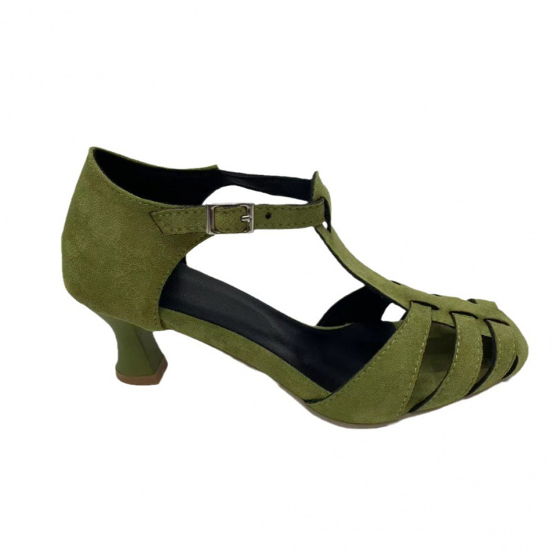 Women's Green Suede Kitten Hee - Summer Clothing Offers 评论和价格