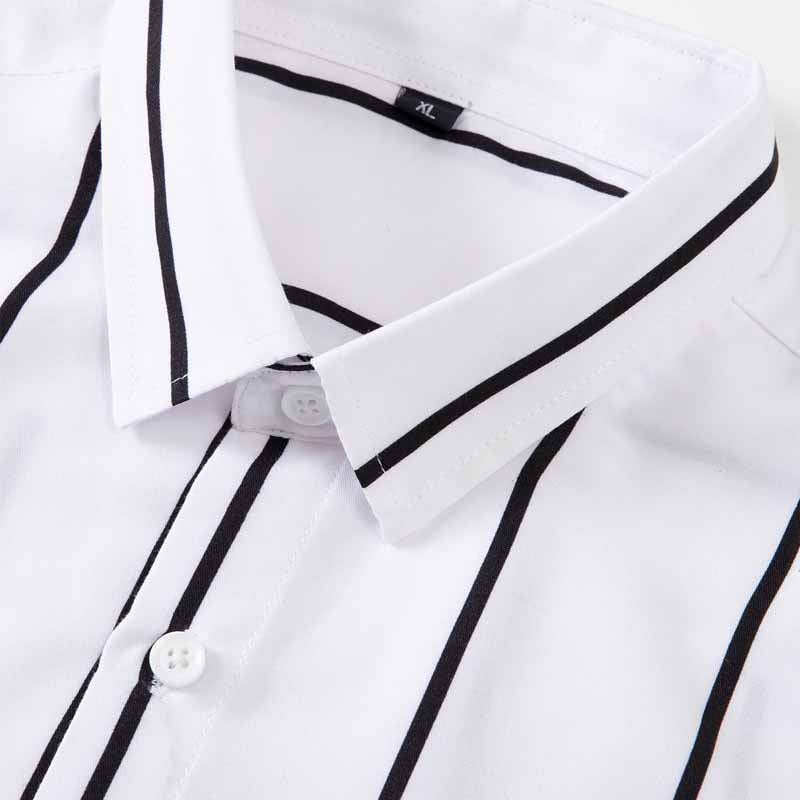 Men's Striped Dress Shirt Long - Summer Clothing Men Fashion 评论和价格