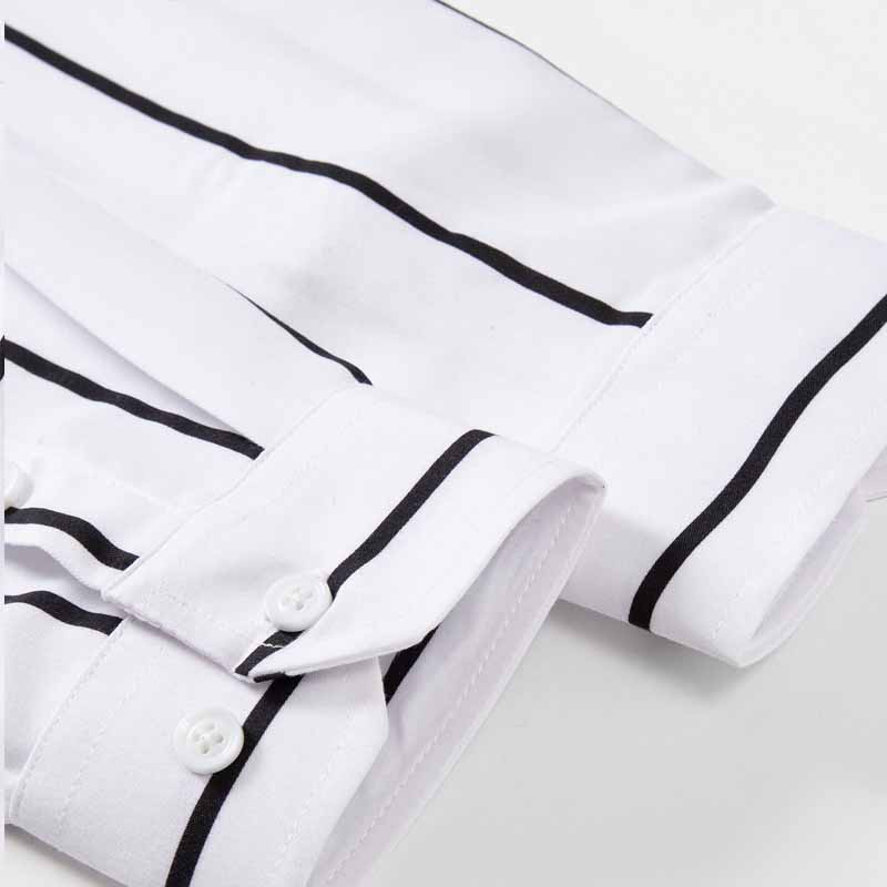 Men's Striped Dress Shirt Long - Summer Clothing Men Fashion 评论和价格