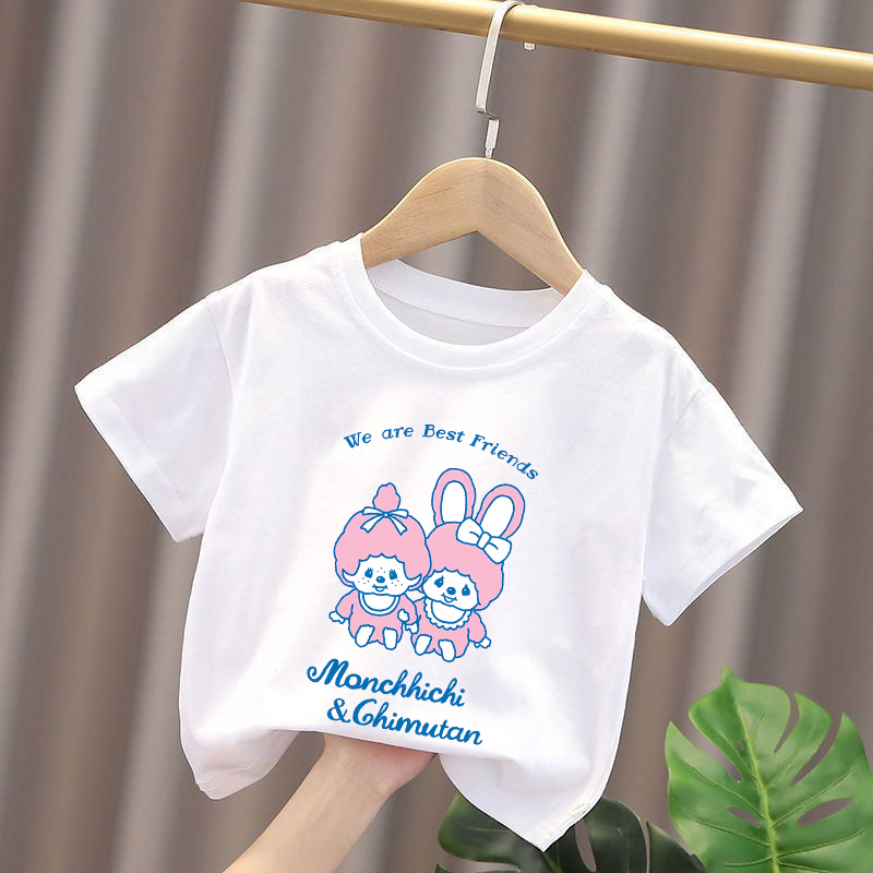 Monchhichi Kids T-shirts Anime - Summer Clothing Girls 评论和价格