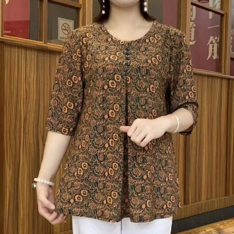 Vintage Printed T-shirt Casual - Summer Clothing For 70 Year Old Woman 评论和价格