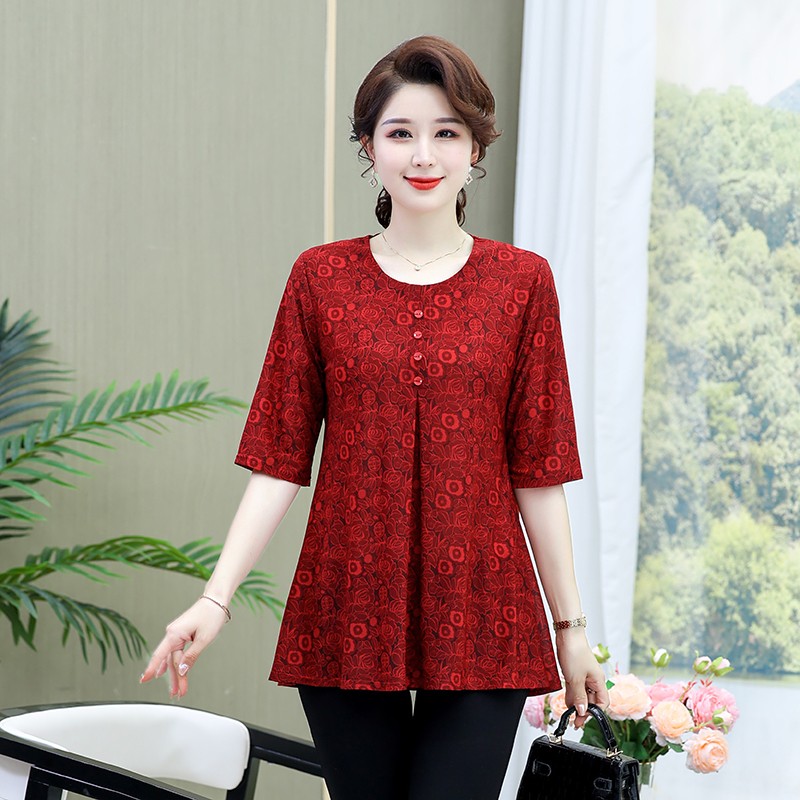 Vintage Printed T-shirt Casual - Summer Clothing For 70 Year Old Woman 评论和价格