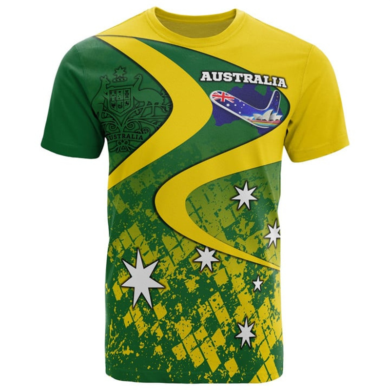 3D Print Australia Flag T Shir - Summer Clothing Australia 评论和价格