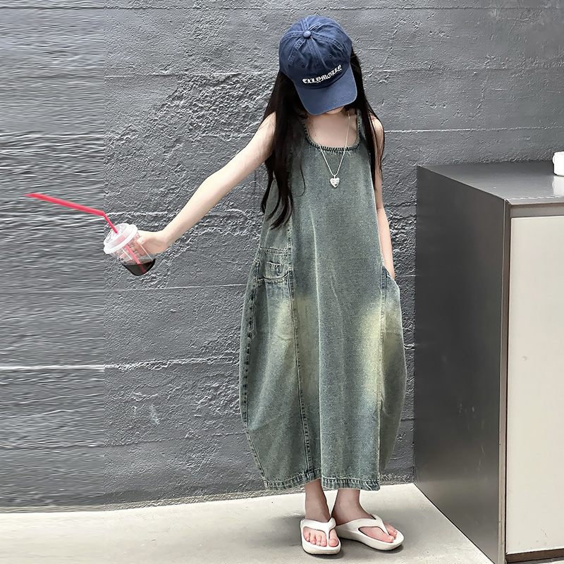 Vintage Blue Children Girls Hi - Summer Clothing Girls 评论和价格