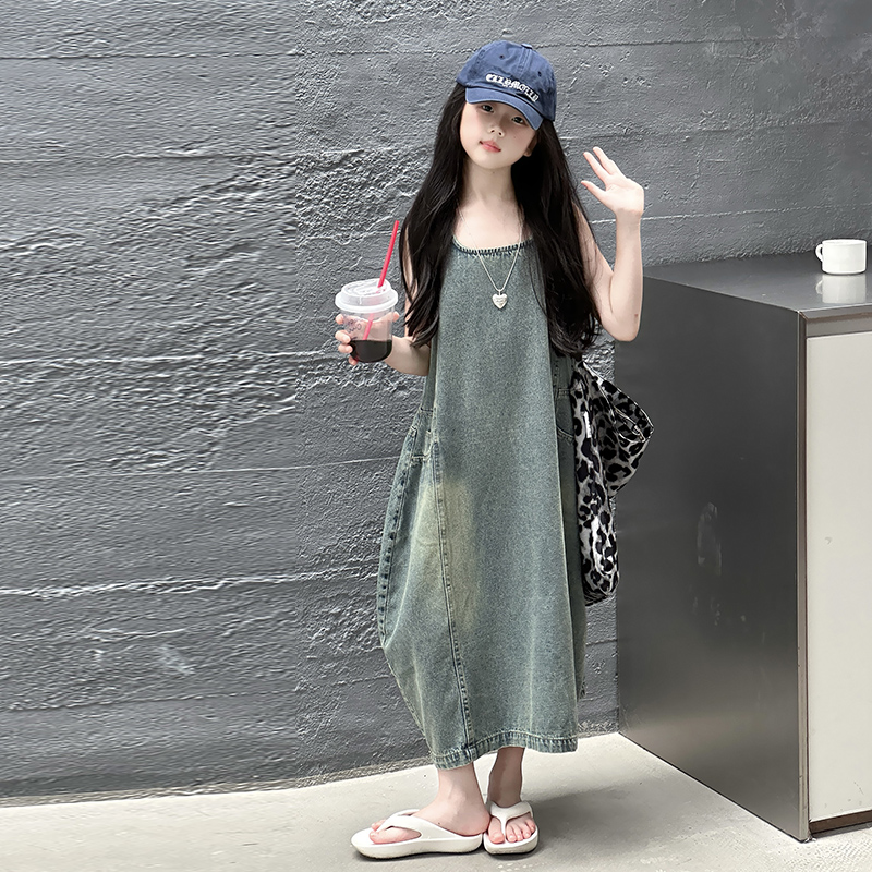 Vintage Blue Children Girls Hi - Summer Clothing Girls 评论和价格