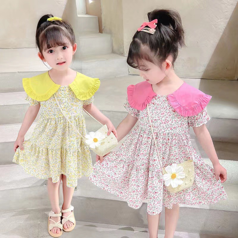 2PCS Summer Yellow Floral Chil - Summer Clothing Teen Girls 评论和价格