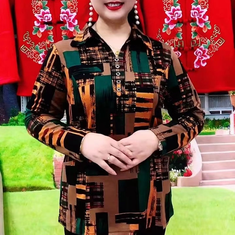 Commute Geometric Shirt Spring - Summer Clothing For 70 Year Old Woman 评论和价格