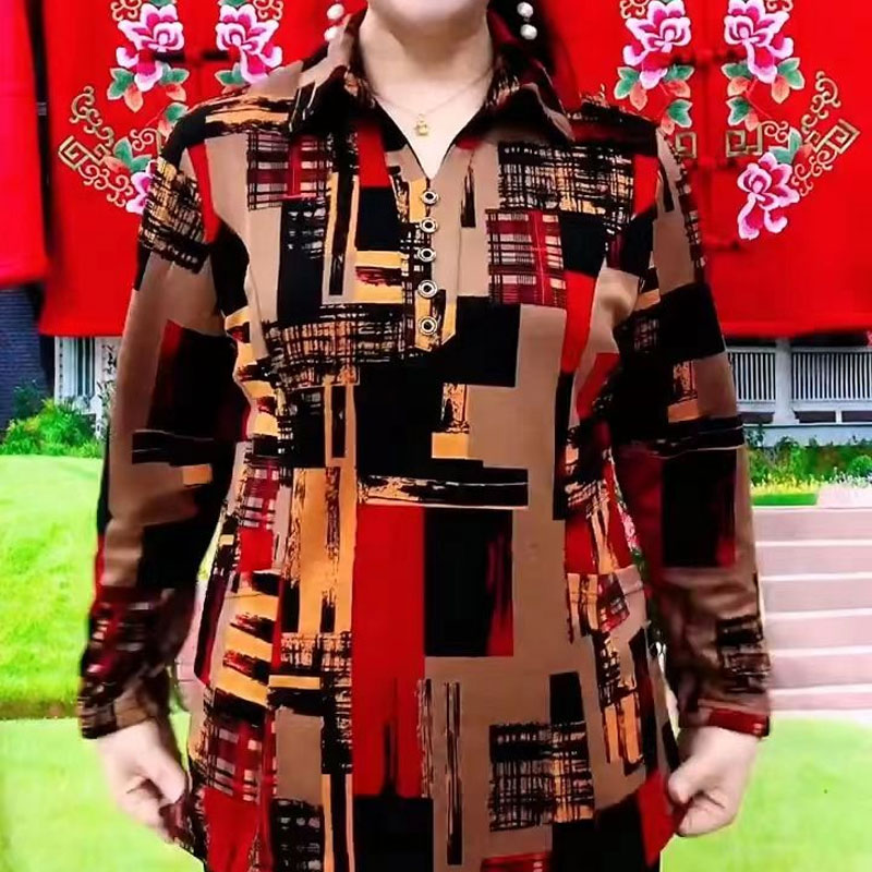 Commute Geometric Shirt Spring - Summer Clothing For 70 Year Old Woman 评论和价格