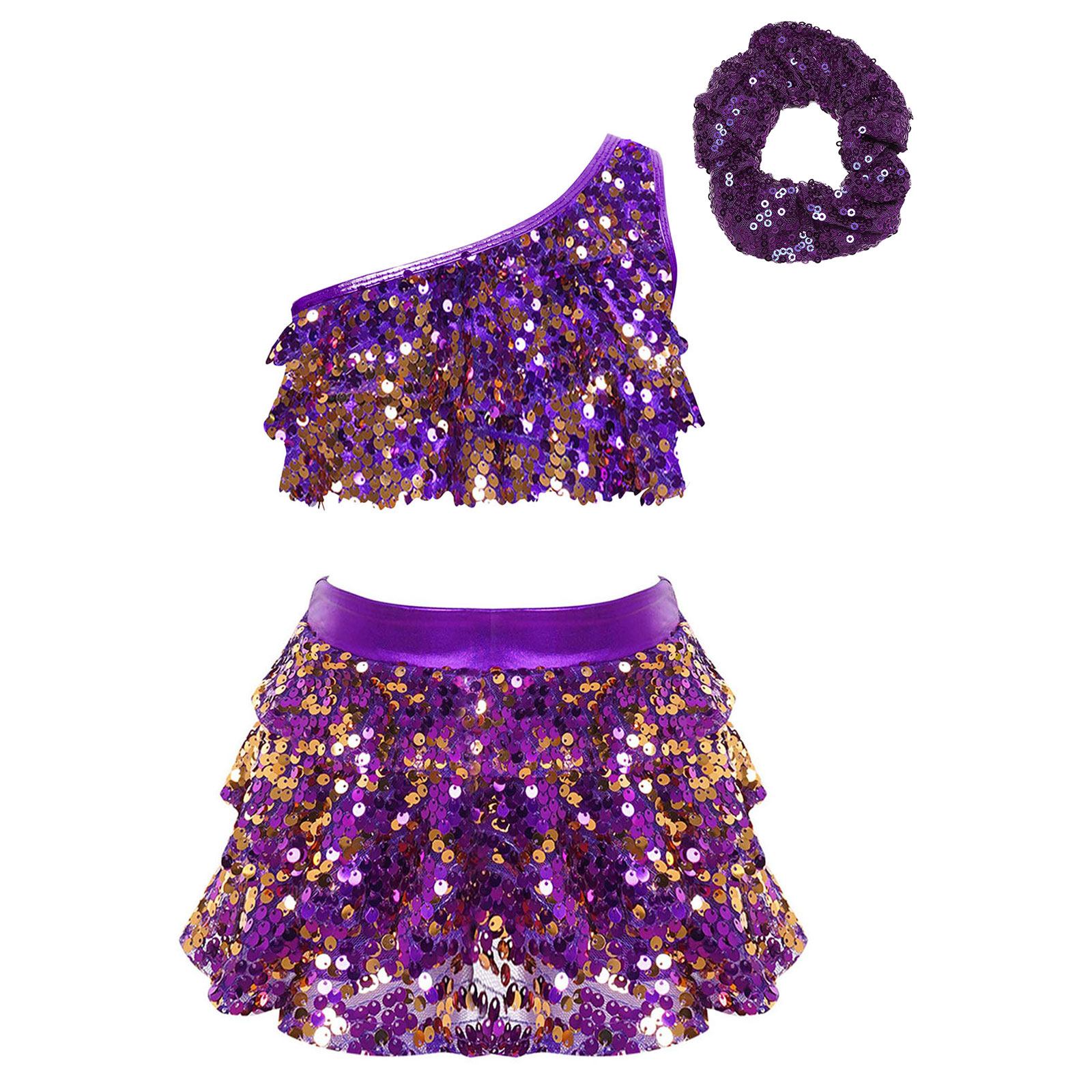 Kids Girls Shiny Sequins Latin - Summer Clothing Girls 评论和价格