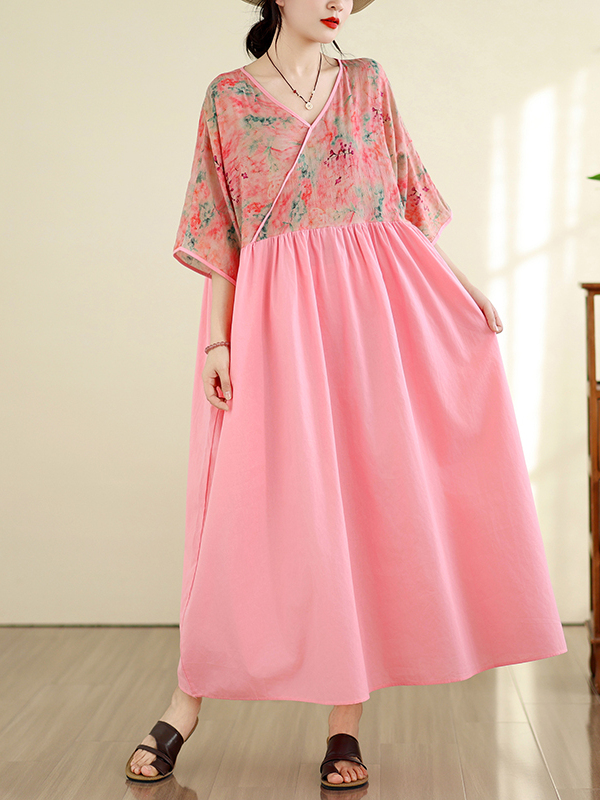 Retro Style Cotton Linen V-Nec - Summer Clothing New Look 评论和价格